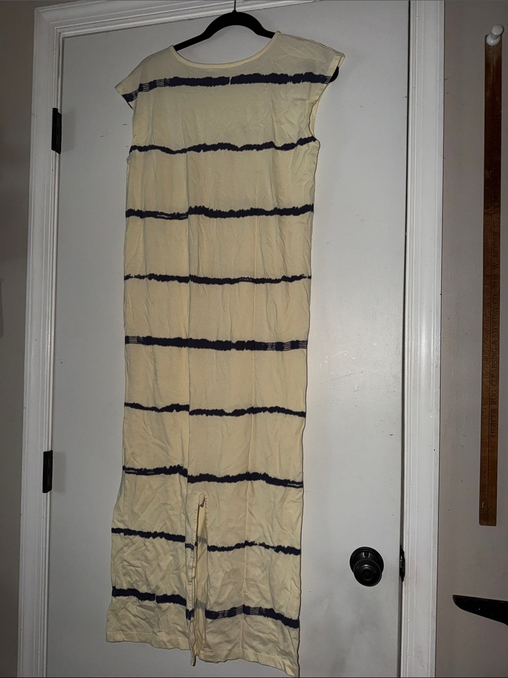 Cream and Black Striped Maxi Dress - Casual Sleeveless
